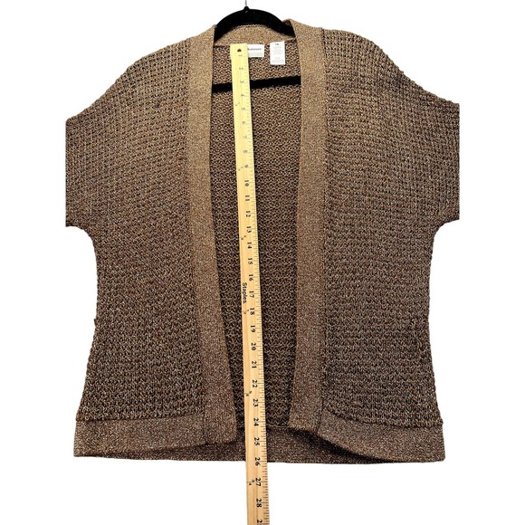 Alfred Dunner Woman's Acrylic metalic brown shrug size Petite Medium - Picture 4 of 7